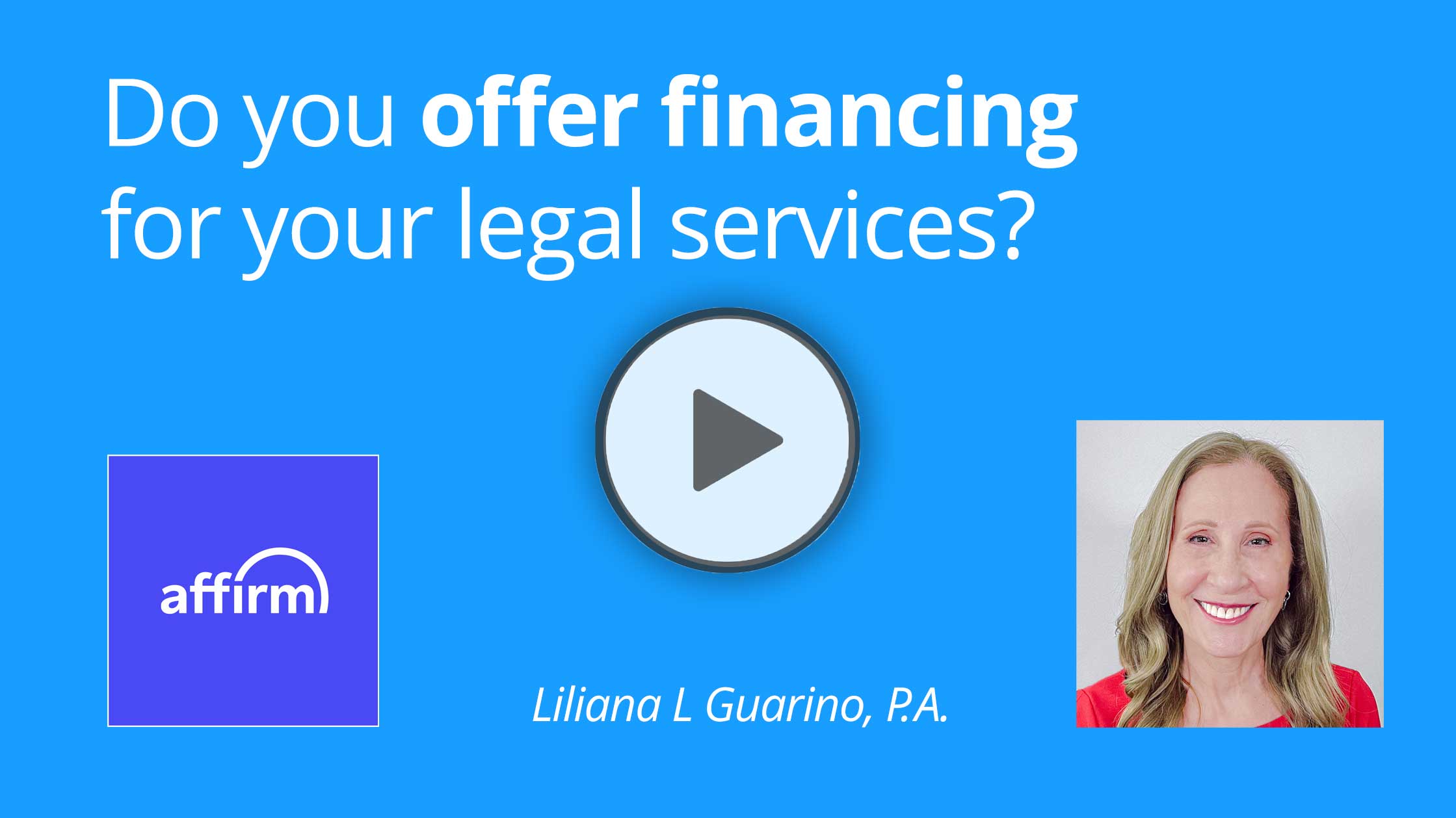 Video answering the question: Do you offer financing?